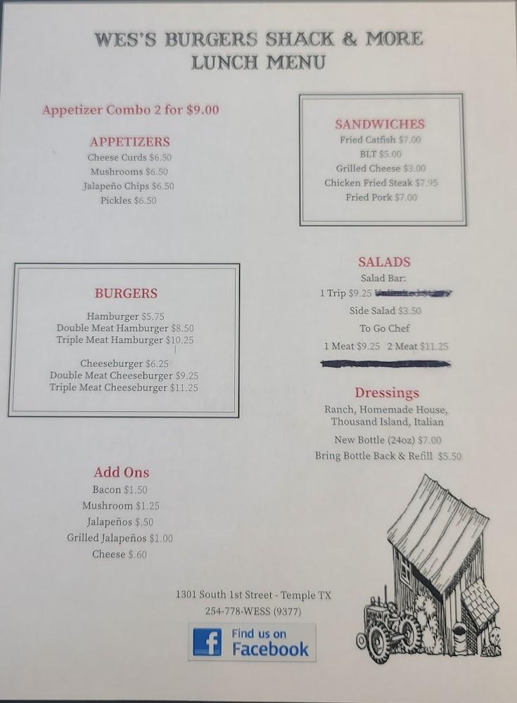Wes's Burger Shack Menu image 3